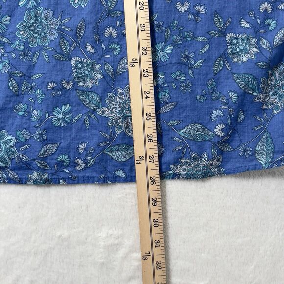 J. Jill Oversized Blue Floral Split Neck Top Womens Sz XL Pullover Lightweight - Picture 12 of 12
